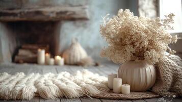 un detallado foto de un hecho a mano macramé pared colgando exhibiendo el intrincado nudos y tel detalles agregando un toque de textura y bohemio instinto a un habitación