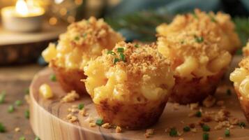 Set the scene for a rustic and indulgent meal with these charming fireplace mac and cheese cups. Each bite is a perfect combination of creamy cheese and crispy breadcrumb photo