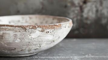 A rustic serving bowl with a matte finish featuring a rounded shape and textured rim for easy gripping. photo