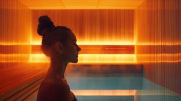 With each breath the individual feels their body and mind becoming lighter and more at ease in the saunas heat. photo