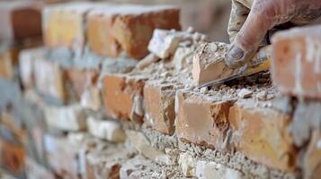 A traditional brick wall taking shape representing centuries of building techniques photo