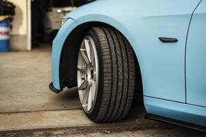 Tuned car tire photo