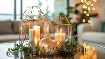 A modern twist on traditional candles the geometric shapes of this arrangement add a touch of artistic flair to the home decor. 2d flat cartoon photo