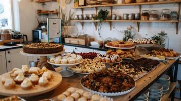 A cozy room filled with the sweet aroma of freshly baked treats and the sound of laughter from an alcoholfree baking workshop photo