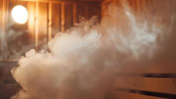 Steam rises from the sauna carrying with it the scent of sage and lavender while participants use it as a tool to release tension and negativity during the full moon. photo