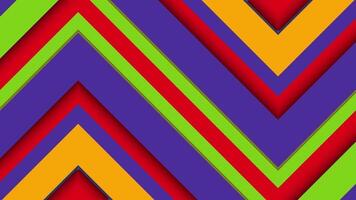 Trendy colorful zig zag pattern background with gently moving diagonal stripes in vibrant rainbow colors. video