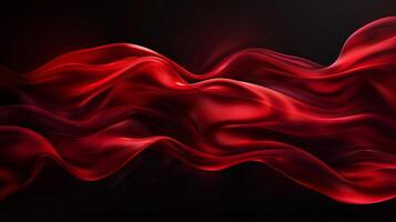 Red silk satin fabric abstract on black background generated by AI. photo