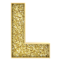 L Font Gold 3D Render png