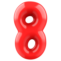 8 Red Number 3D Rendering png