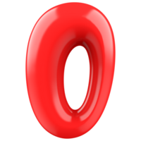 0 Red Number 3D Rendering png