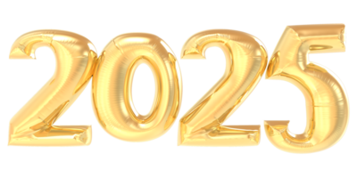 Happy New Year 2025 Gold 3D Number png