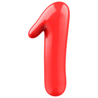 1 Red Number 3D Rendering png