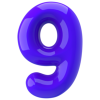 9 Number 3D Rendering png