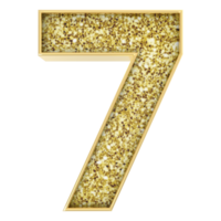 7 Number Gold 3D Render png