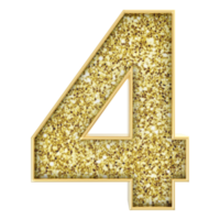 4 Number Gold 3D Render png