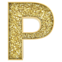 P Font Gold 3D Render png