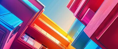 Vibrant color gradient abstract architecture background generated by AI. photo