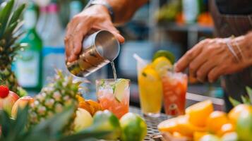 A tropical mixology workshop where participants can learn how to make their own fruity drinks photo