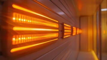 el calmante radiante calor desde el infrarrojo paneles calma el músculos y lanzamientos tensión. foto