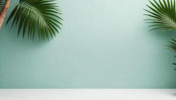 Aesthetic product backdrop, palm leaves photo