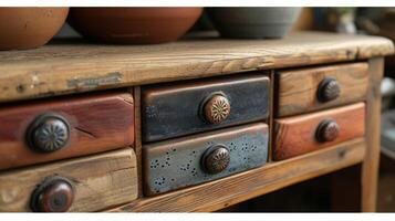 Handmade ceramic drawer pulls adding a subtle but striking accent to a set of refurbished vintage dressers photo