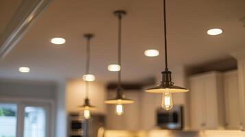 Recessed lighting to prevent accidental contact with hot bulbs or fixtures. photo