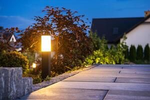 Garden Illuminated by LED Outdoor Garden Lighting photo