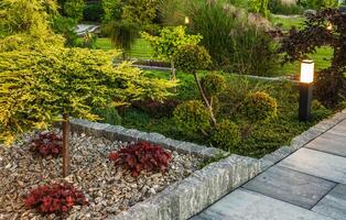 Residential Garden Separated by Granite Elements photo