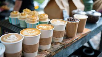 A stall offering a variety of trendy and healthy alternatives to traditional coffee photo