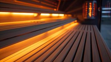 un el ajustando el temperatura en un sauna a crear un cómodo y seguro ambiente para pacientes foto