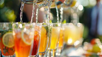 Closeup of a nonalcoholic drink being served at the refreshments table of the event photo