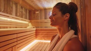 The guided sauna relaxation sessions offer a unique and holistic approach to wellness promoting both mental and physical wellbeing. photo