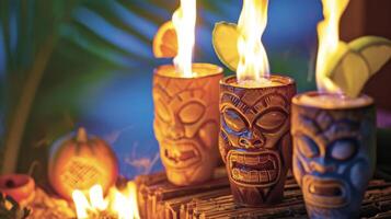 As the sun sets the tiki torch punch comes to life its vibrant flames illuminating the party with a bold tropical flavor photo