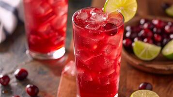 Cranberry ginger ale and lime juice come together in a mocktail that is both tart and sweet photo