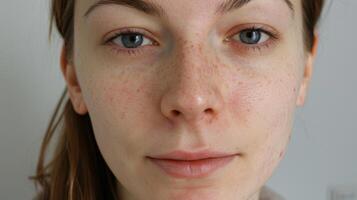 A beforeandafter shot of the vloggers skin showing the improvement in their complexion since incorporating regular sauna sessions into their routine. photo