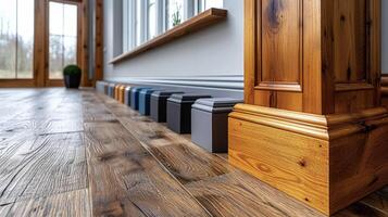 A montage of different types of skirting boards and trim showcasing the variety of styles and materials available to homeowners for their renovation projects photo