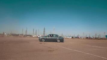 Drifting car, professional driver drifting car on asphalt race track. smoke and dust video