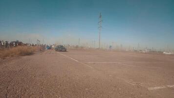 Drifting car, professional driver drifting car on asphalt race track. smoke and dust video