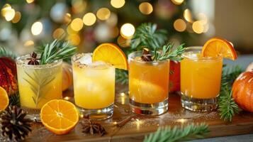 A mocktail flight featuring different flavors of seasonal squash from butternut to acorn photo