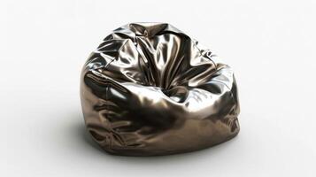 Blank mockup of a bean bag in a shiny metallic material adding a touch of glamour to any room. photo