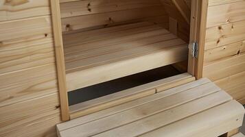 A sauna with a unique folding design allowing for it to be easily stored when not in use and saving valuable floor space. photo