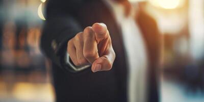 AI generated Confident Business Professional Pointing Finger Forward photo