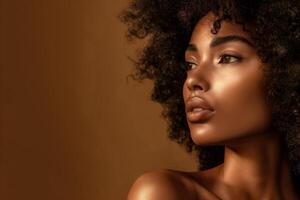 Exquisite Beauty Portrait of a Young African American Woman with Natural Curly Hair photo