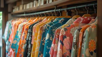 Colorful Display of Traditional Japanese Yukata photo