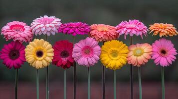Array of Vibrant Gerbera Daisies in Full Bloom photo