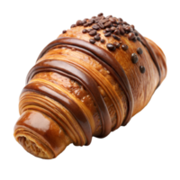 A glossy chocolate-drizzled croissant png