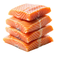 A stack of vibrant orange salmon fillets ready for cooking png