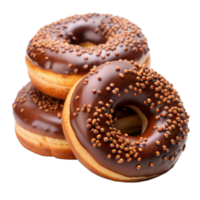 uma trio do chocolate fosco rosquinhas adornado com crocante granulados png