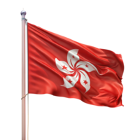 vermelho bandeira do hong kong com branco bauhinia flor ondas graciosamente png