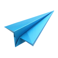 A vivid blue origami airplane isolated on transparent png